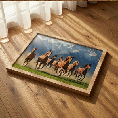 7 Horse Vastu Wall Painting (Landscape Collection) (Natural, Design 08, 13x19 Inch)