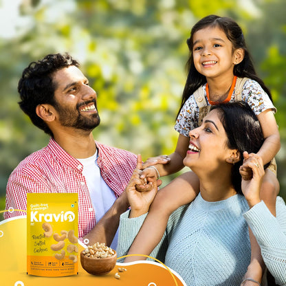 Kravio Premium Roasted Salted Cashew Nuts | Jumbo Whole Kaju - 200g