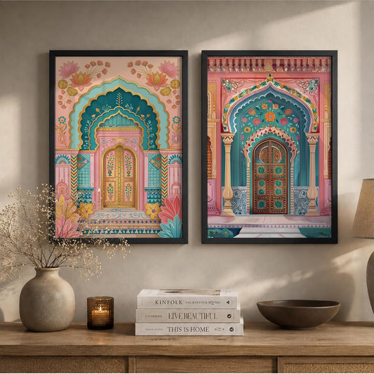 Traditional Indian Wall Art — Set of 2 (ART 13, 13x19 INCHES)