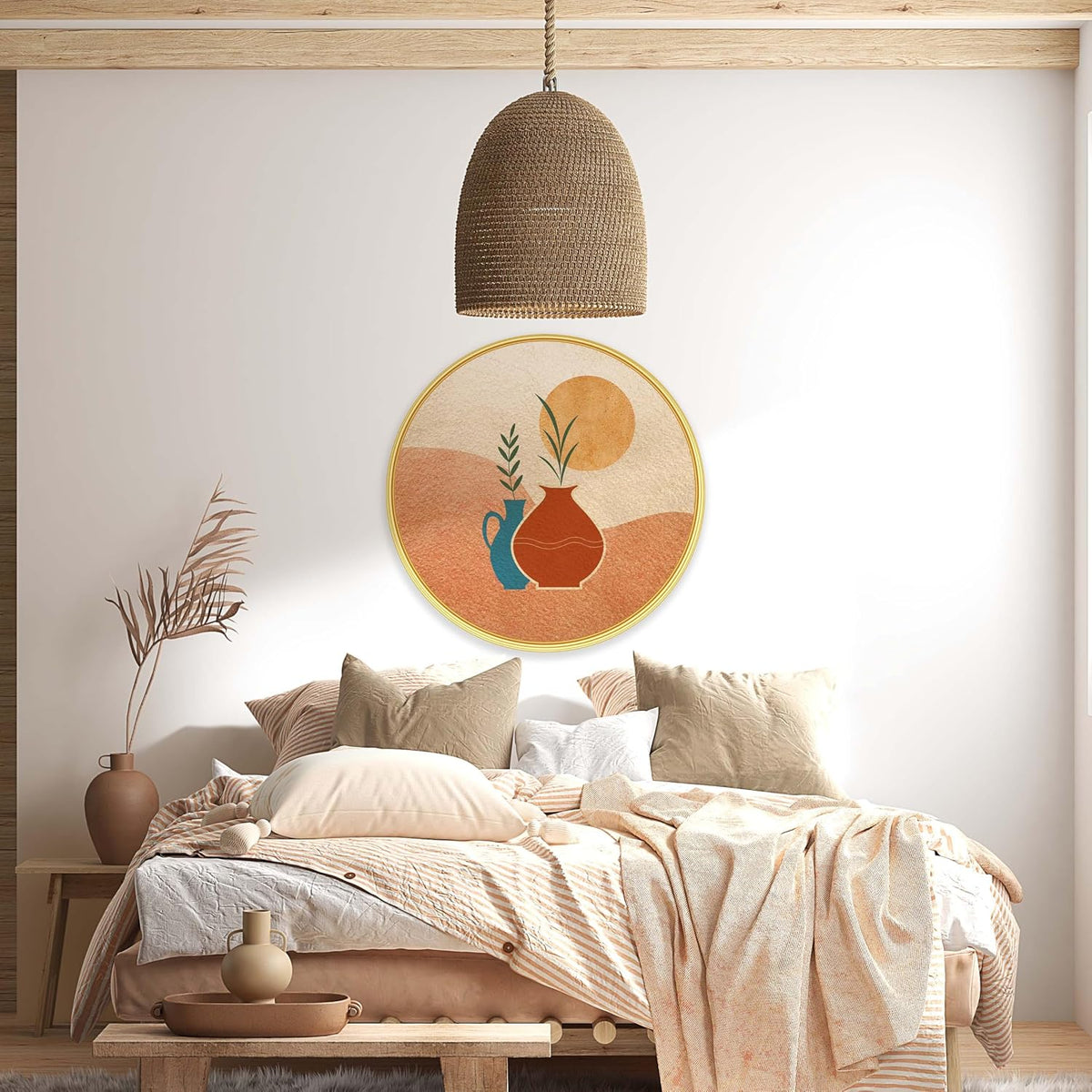 flower pot modern art Premium Sparkle lamination Golden Slim Frame 50.8 cm x 50.8 cm Large Size, For Home/Office/Hotel painting GRL-49