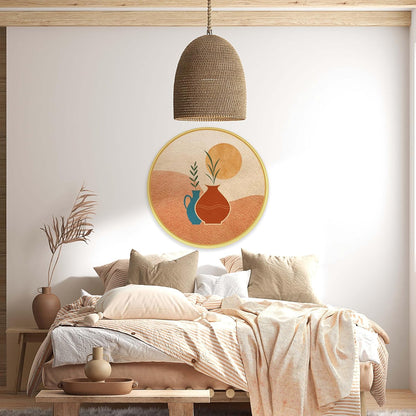 flower pot modern art Premium Sparkle lamination Golden Slim Frame 50.8 cm x 50.8 cm Large Size, For Home/Office/Hotel painting GRL-49