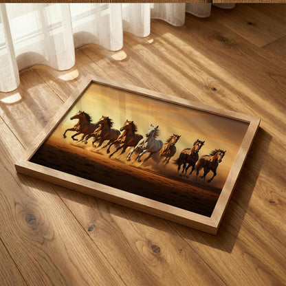 7 Horse Vastu Wall Painting (Landscape Collection) (Natural, Design 04, 13x19 Inch)