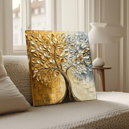 Abstract Tree Canvas Stretched Canvas Painting for Living Room | Modern Nature Artwork Wall Décor Art For Livingroom, Bedroom, Office, Hallways - 22x22 Inch