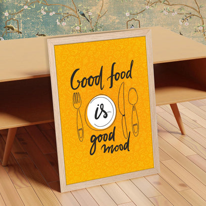 Framed Food Wall Art for Kitchen, Restaurant and Cafe Decor, Food Illustration Poster, Natural Synthetic Wood Frame, 300 GSM Premium Art Print, 10x13 Inch, ART-1