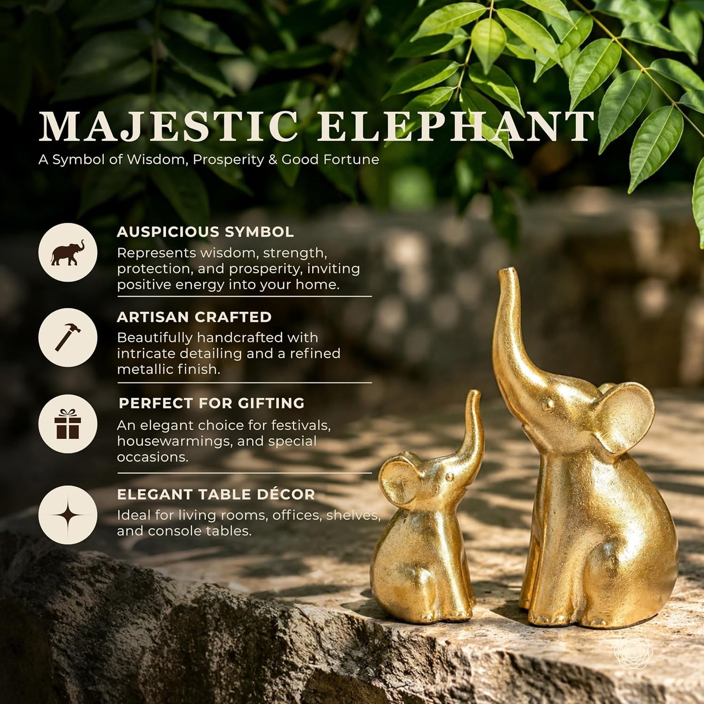 BEHOMA Metal Elephant Set of 2 Decorative