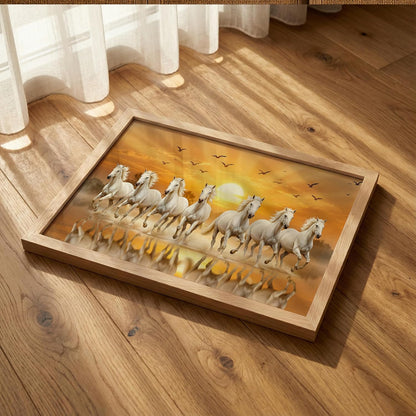 7 Horse Vastu Wall Painting (Landscape Collection) (Natural, Design 11, 13x19 Inch)