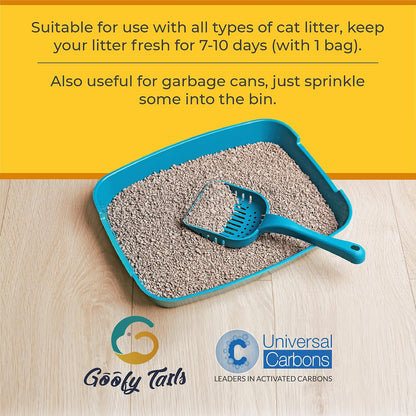 Goofy Tails Cat Litter Activated Charcoal Deodorizer 200g|Cat Litter Accessories for Odour Free Cat Litter Box| Cat Box Odour Eliminator| Ideal Topper for Cat Litter Sand| Cat Litter Box Deodorizer