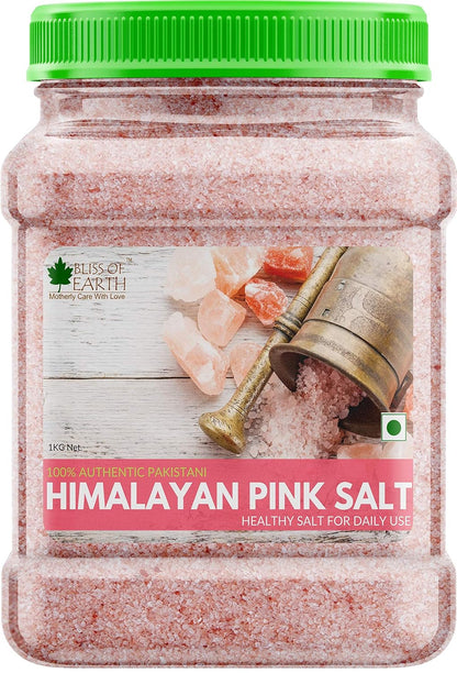 Bliss of Earth 1KG Pure Himalayan Pink Salt Non Iodised Rock Salt For weight management & Healthy Cooking, Natural Substitute of Iodised White Salt