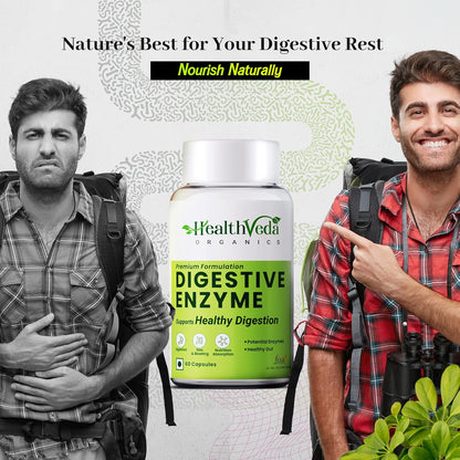 Zephivo Health Veda Organics Digestive Enzyme Capsules | For Better Digestive Function, Healthy Gut, & Health Management | 60 Veg Capsules for both Men & Women…