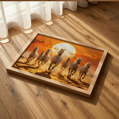 7 Horse Vastu Wall Painting (Landscape Collection) (Natural, Design 03, 13x19 Inch)