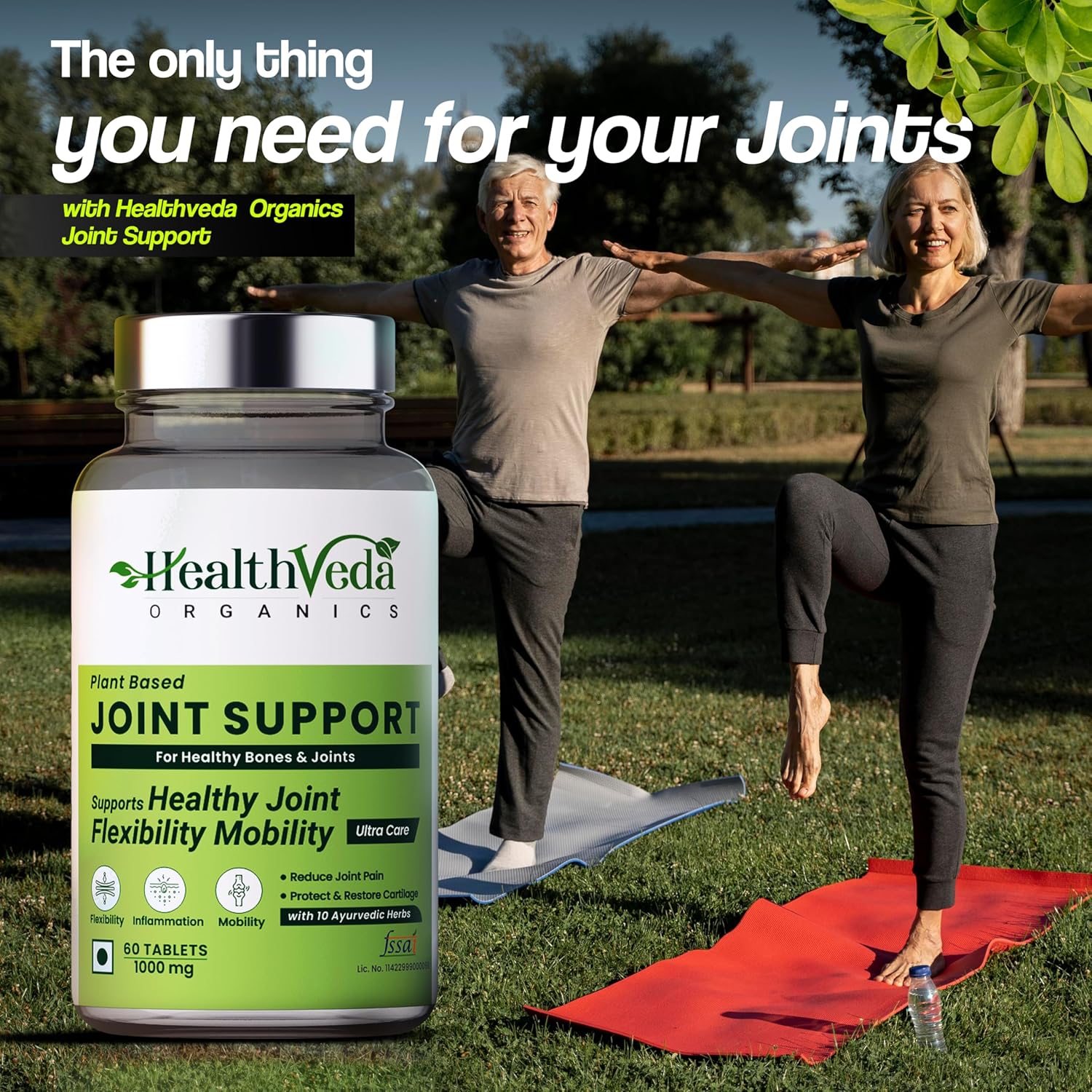 Zephivo HEALTH VEDA ORGANICS PRIVATE LIMITED Plant Based Joint Support 1000 Mg With Moringa Leaves Powder, Boswellia Serrata Powder | 60 Veg Tablets | Supports Healthy Joints & Bones