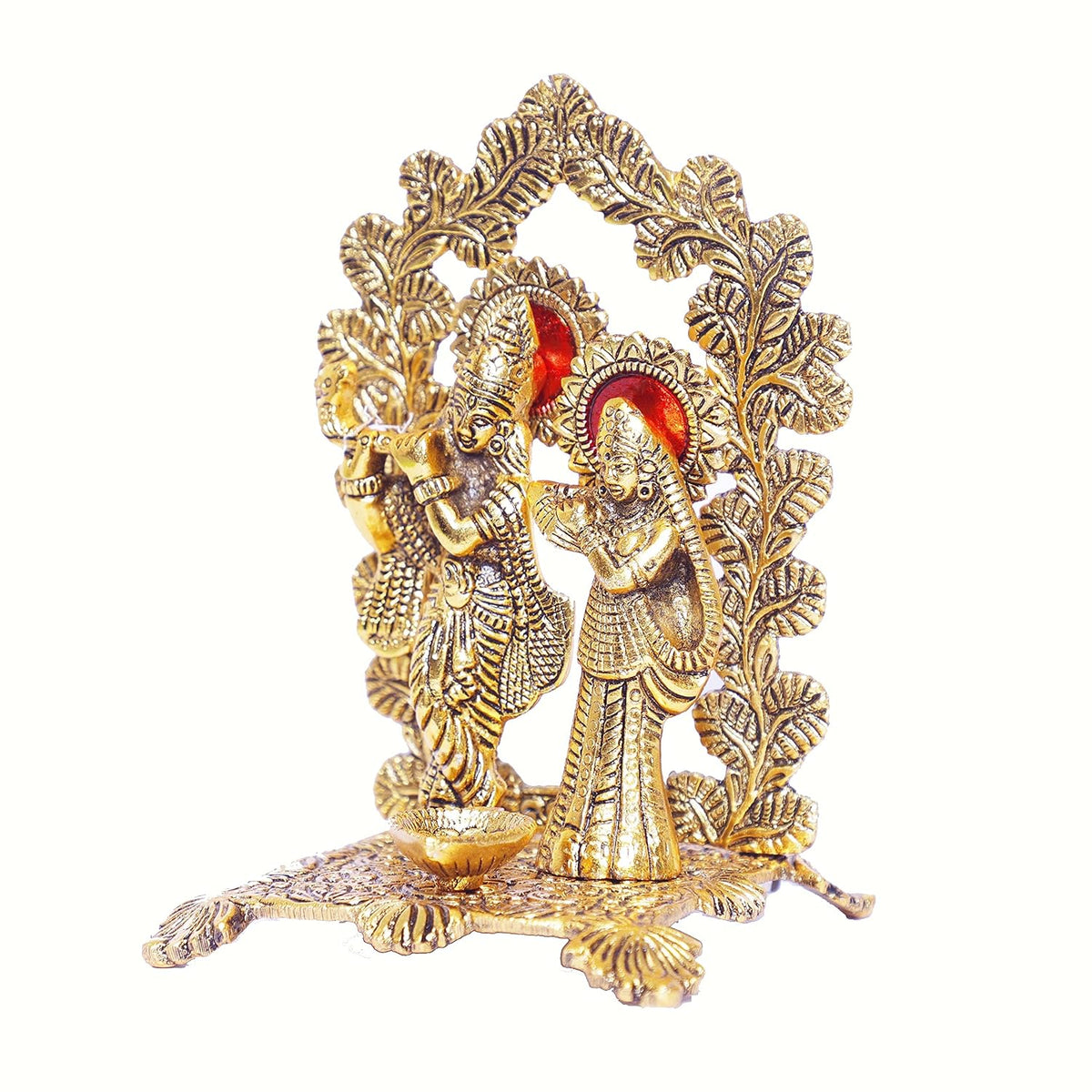 KridayKraft Radha Krishna Standing Playing Flute Metal Statue Gold Antique Finish for Pooja & Home,Office Decorative,Radha Krishna Murti Showpiece Figurines,Religious Idol Gift Article...