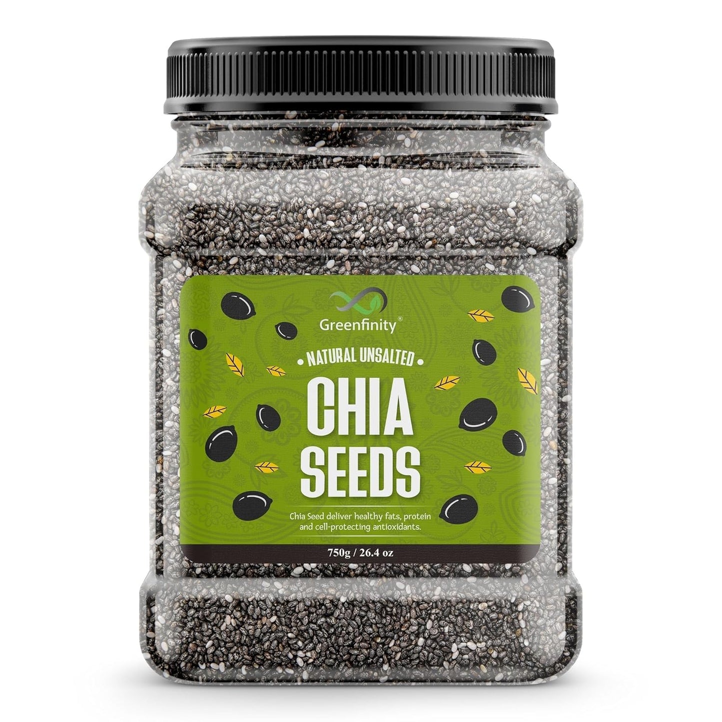 GreenFinity Chia Seeds 750g | Omega-3 clean chia Seeds for Eating | Healthy Snacks |