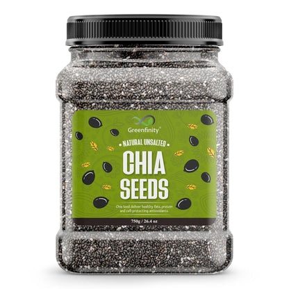 GreenFinity Chia Seeds 750g | Omega-3 clean chia Seeds for Eating | Healthy Snacks |