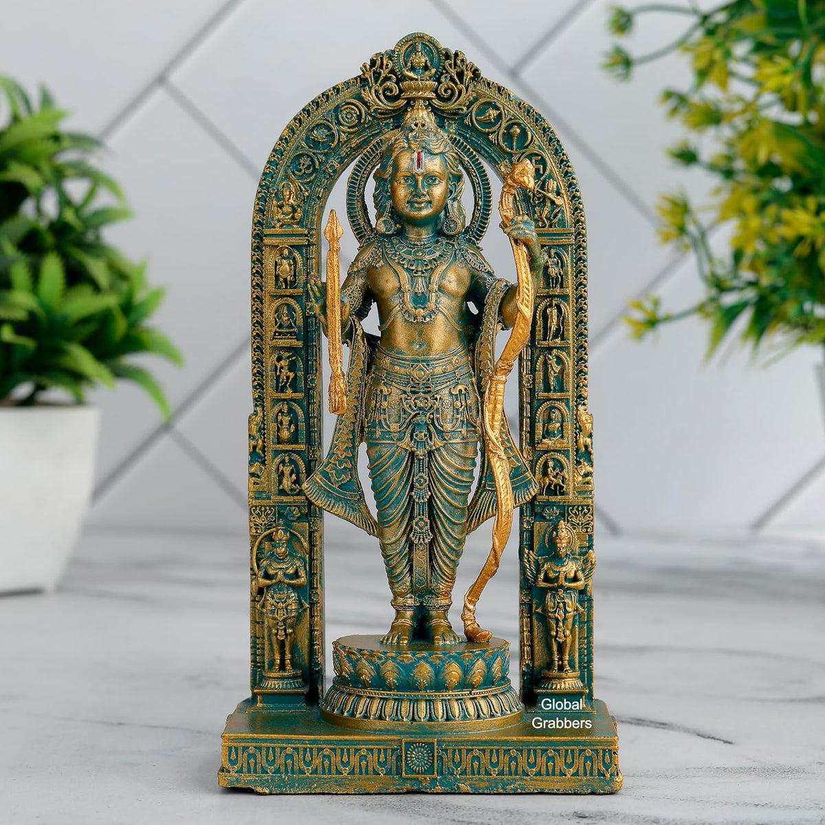 3D Ram Lalla Ayodhya Idol Statue Showpiece Murti for Home Decor Decoration Gift Gifting Items car Dashboard Accessories (GOL_GRE-RL1, 6 INCH), Religious