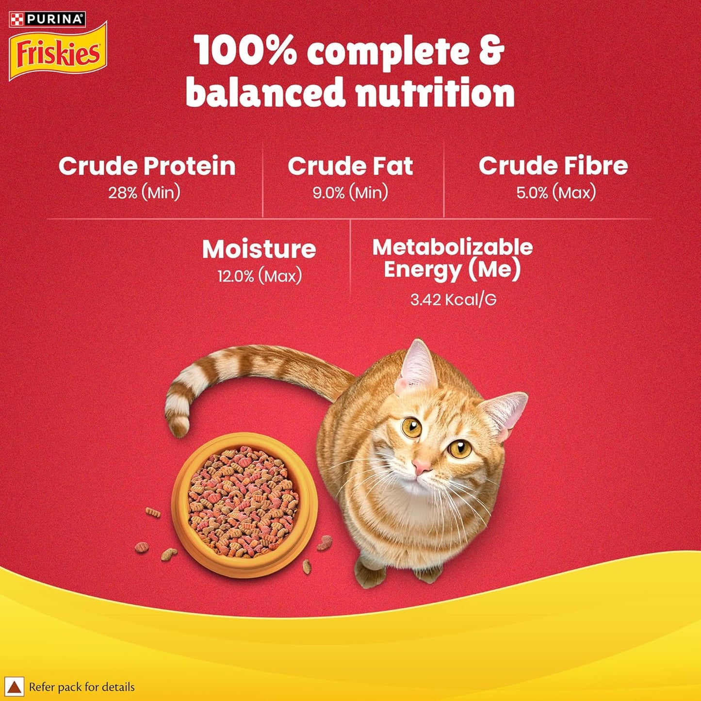 Purina Friskies Meat & Vegetable, Dry Food for Adult Cats, 1kg Pack | With Meat & Vegetable, 100% Complete & Balanced, Quality Protein for Strong Muscles, Calcium & Vitamin D, Omega 6 & Zinc