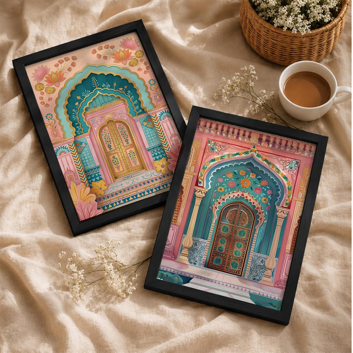 Traditional Indian Wall Art — Set of 2 (ART 13, 13x19 INCHES)