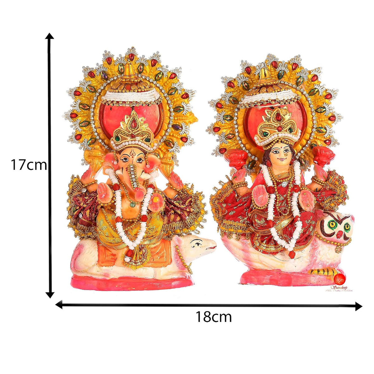 Terracotta Goddess Lakshmi and Lord Ganesh Idol/Statue/Murti Decorative Showpiece, Ganesha Laxmi Mitti Figurine for Puja(Pattern 03)