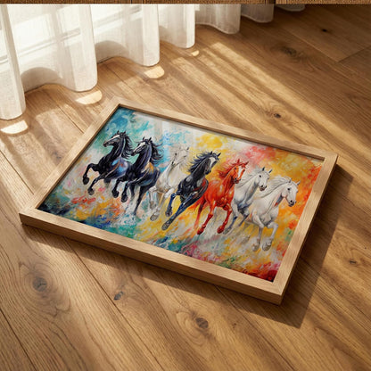 7 Horse Vastu Wall Painting (Landscape Collection) (Natural, Design 12, 13x19 Inch)