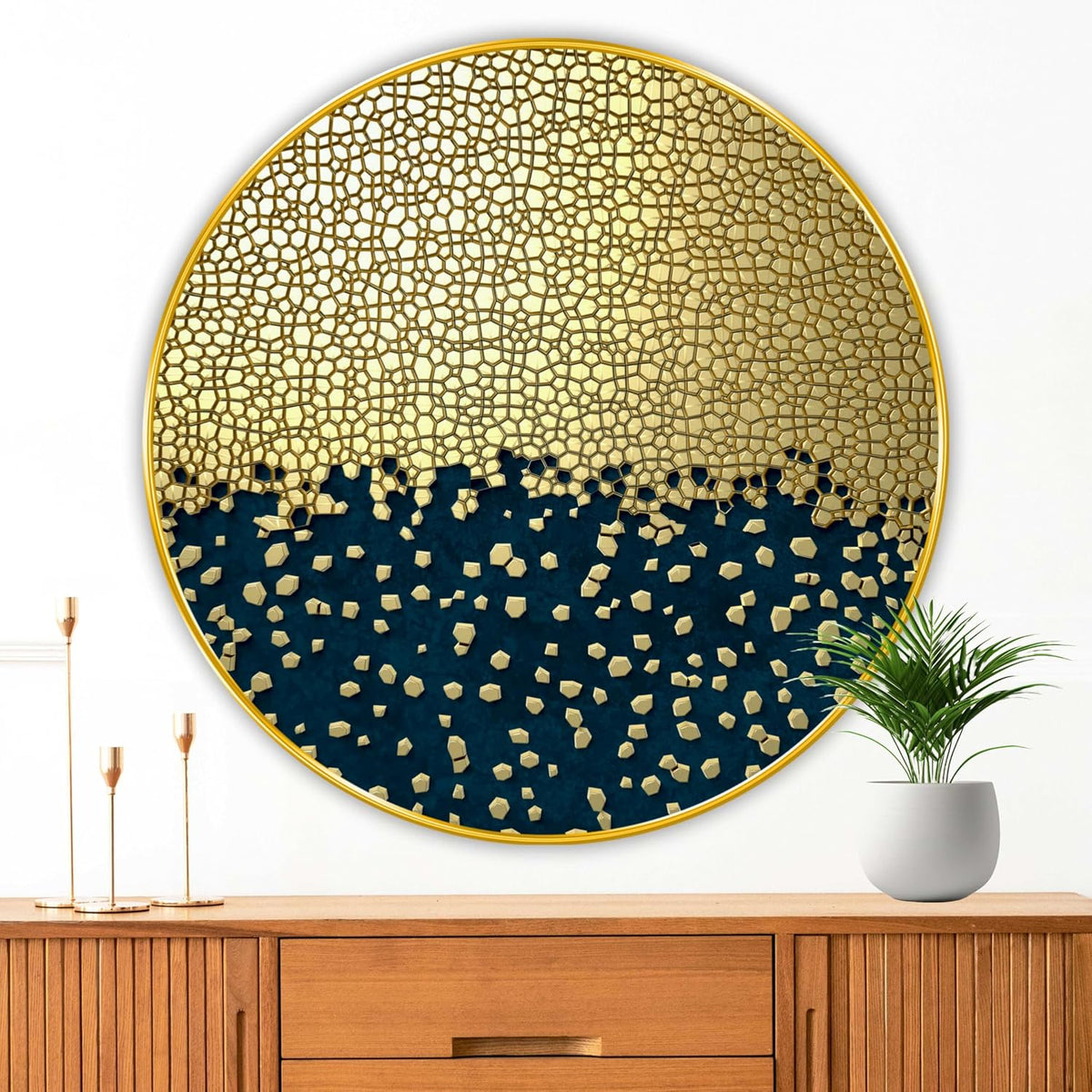 Abstract modern art Premium Sparkle lamination Golden Slim Frame 50.8 cm x 50.8 cm Large Size, For Home/Office/Hotel painting GRL113