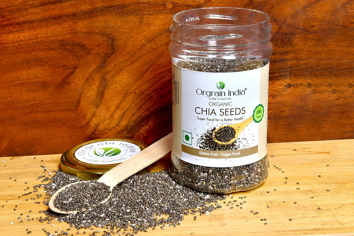 Orgrain India Certified Organic Chia Seeds 160g | Rich in Omega-3, Fiber, Calcium | Supports Weight Loss, Bone & Muscle Health | Ideal for Smoothies, Salads, Baking & More
