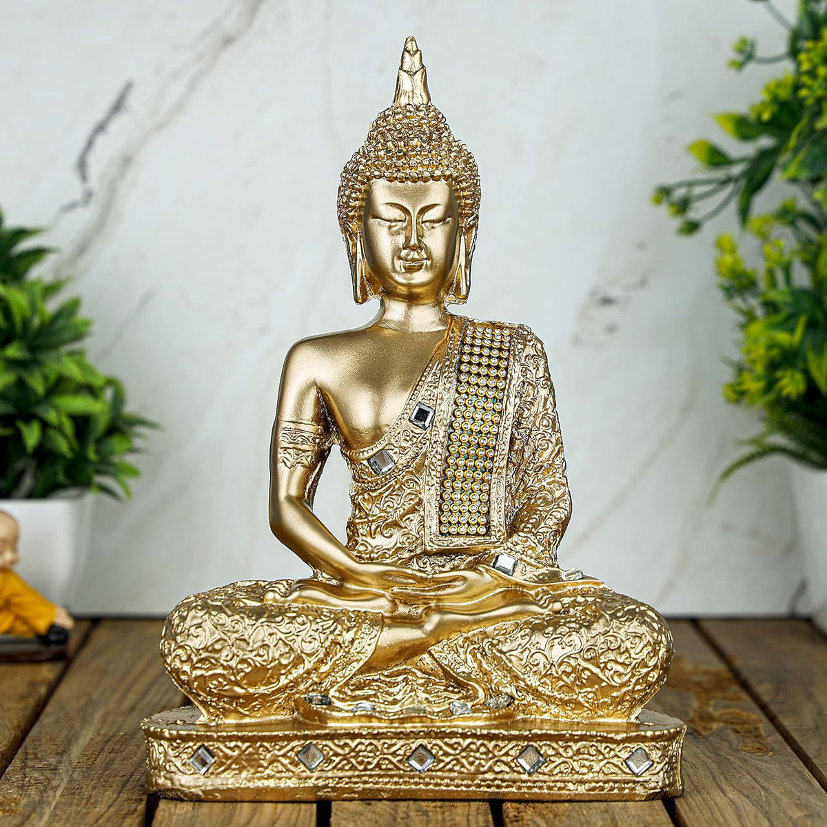new 25 Centimetre Meditating Sitting Buddha Statue showpiece Idol Home Decor Items for Living Room and Gifts GOL1-BS2