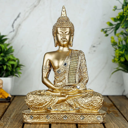 new 25 Centimetre Meditating Sitting Buddha Statue showpiece Idol Home Decor Items for Living Room and Gifts GOL1-BS2