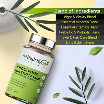 Zephivo HEALTH VEDA ORGANICS PRIVATE LIMITED Whole Food Multivitamin With Natural Vitamins & Minerals I 120 Veg Tablets I Best For Energy, Brain, Heart & Eye Health I For Both Men & Women