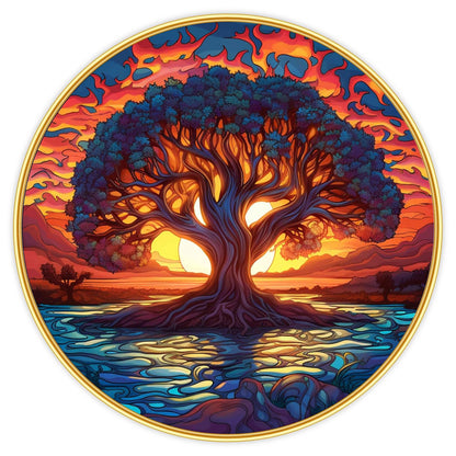 Tree modern art Premium Sparkle lamination Golden Slim Frame 50.8 cm x 50.8 cm Large Size, For Home/Office/Hotel painting GRL-35