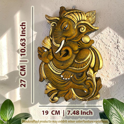 Ganesh Ji Terracotta Wall Hanging Idol Murti | Ganpati Bappa Ganesha Wall Hanging for Door Entrance, Main Gate, Mandir, Home & Office Decor | Spiritual Wall Art Decor & Gift (27x19 CM)