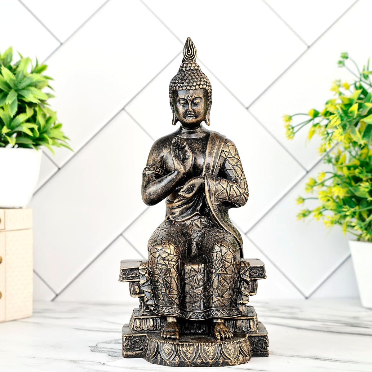 New Buddha Statue showpiece Idol Home Decor Items for Living Room and Gifts-A_GOL-DB10
