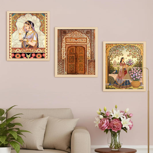 Rousrie Madhubani Wall Art Painting | Framed Wall Paintings For Home Décor | Wall Decoration Painting | Frames For Home Décor Office Frame Living Room (Design 3)