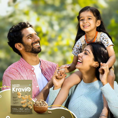 Kravio Premium Black Pepper Roasted Cashew Nuts | Exotic Heat Kaju - 200g