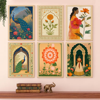 Rousrie Madhubani Wall Art Painting | Framed Wall Paintings For Home Décor | Wall Decoration Painting | Frames For Home Décor Office Frame Living Room (Design 9)