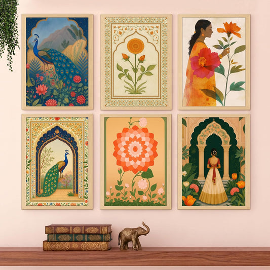 Rousrie Madhubani Wall Art Painting | Framed Wall Paintings For Home Décor | Wall Decoration Painting | Frames For Home Décor Office Frame Living Room (Design 9)