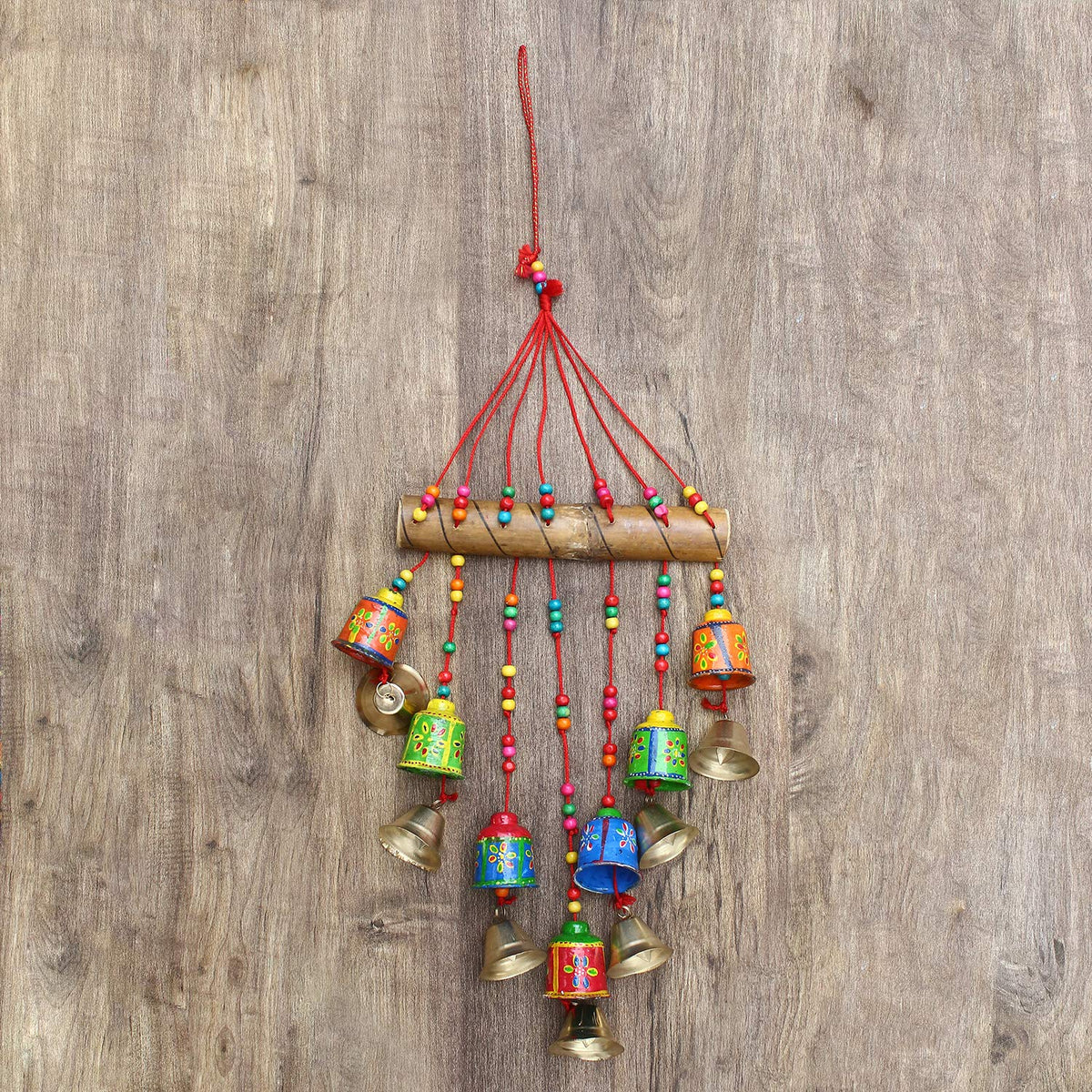 eCraftIndia Multicolour Handcrafted Decorative Window Door Wall Hanging Bells Wind Chimes Showpiece| Diwali Decoration Items for Home Decor| Gift for Diwali Navratri Housewarming