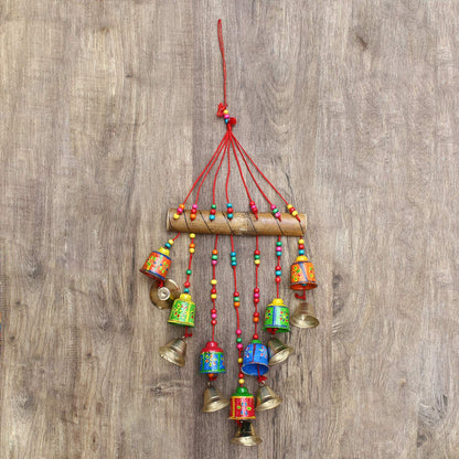 eCraftIndia Multicolour Handcrafted Decorative Window Door Wall Hanging Bells Wind Chimes Showpiece| Diwali Decoration Items for Home Decor| Gift for Diwali Navratri Housewarming