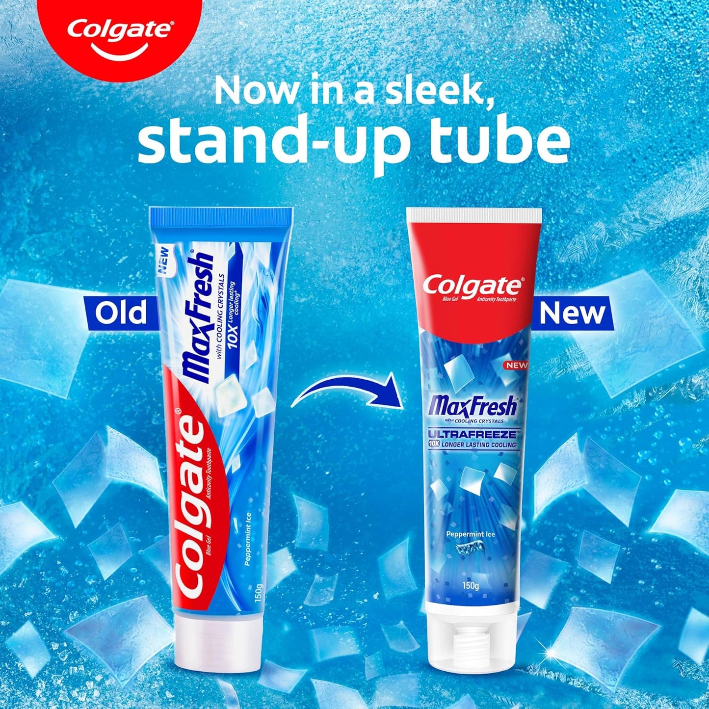 Colgate MaxFresh Toothpaste, Blue Gel Paste with Menthol for Super Fresh Breath, 600g, 150g X 4 (Peppermint Ice, Combo Pack)