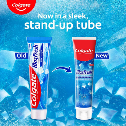 Colgate MaxFresh Breath Freshner Cavity Protection Toothpaste, 150g, Peppermint Ice, Blue Gel Paste with Menthol, Cooling crystals for fresh breath