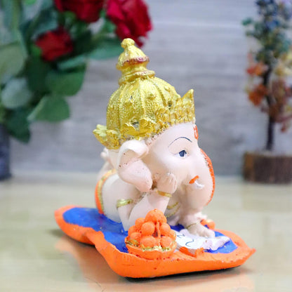 Bal Ganesha on Book with Modak, Decorative Showpiece Gift Item Best for Home & Office Decor, Car Dashboard and Corporate Gift Items (Book Ganesh)