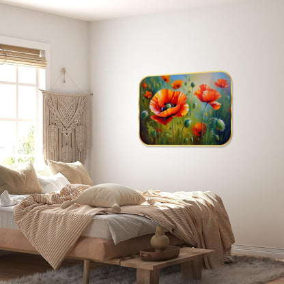 Beautiful flower modern art Premium Sparkle Lamination Finished Surface Golden Slim Frame 35 cm x 28 cm Large Size, For Home/Office/Hotel painting KG77