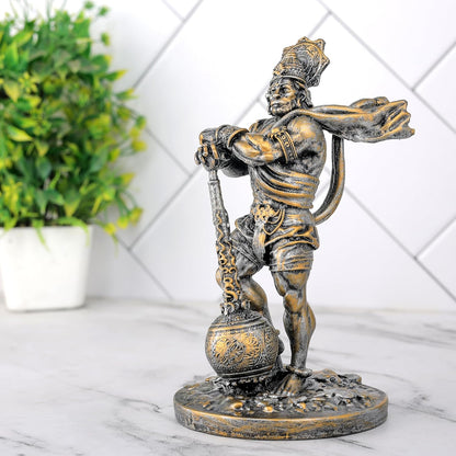 Hanuman Murti Idol Statue Showpiece for Pooja Home Decor Items for Living Room and Gifts-A_SIL_GOL-HNU1
