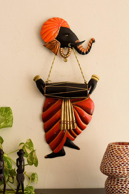 Lord Ganesha Playing Dholak Wall Hanging