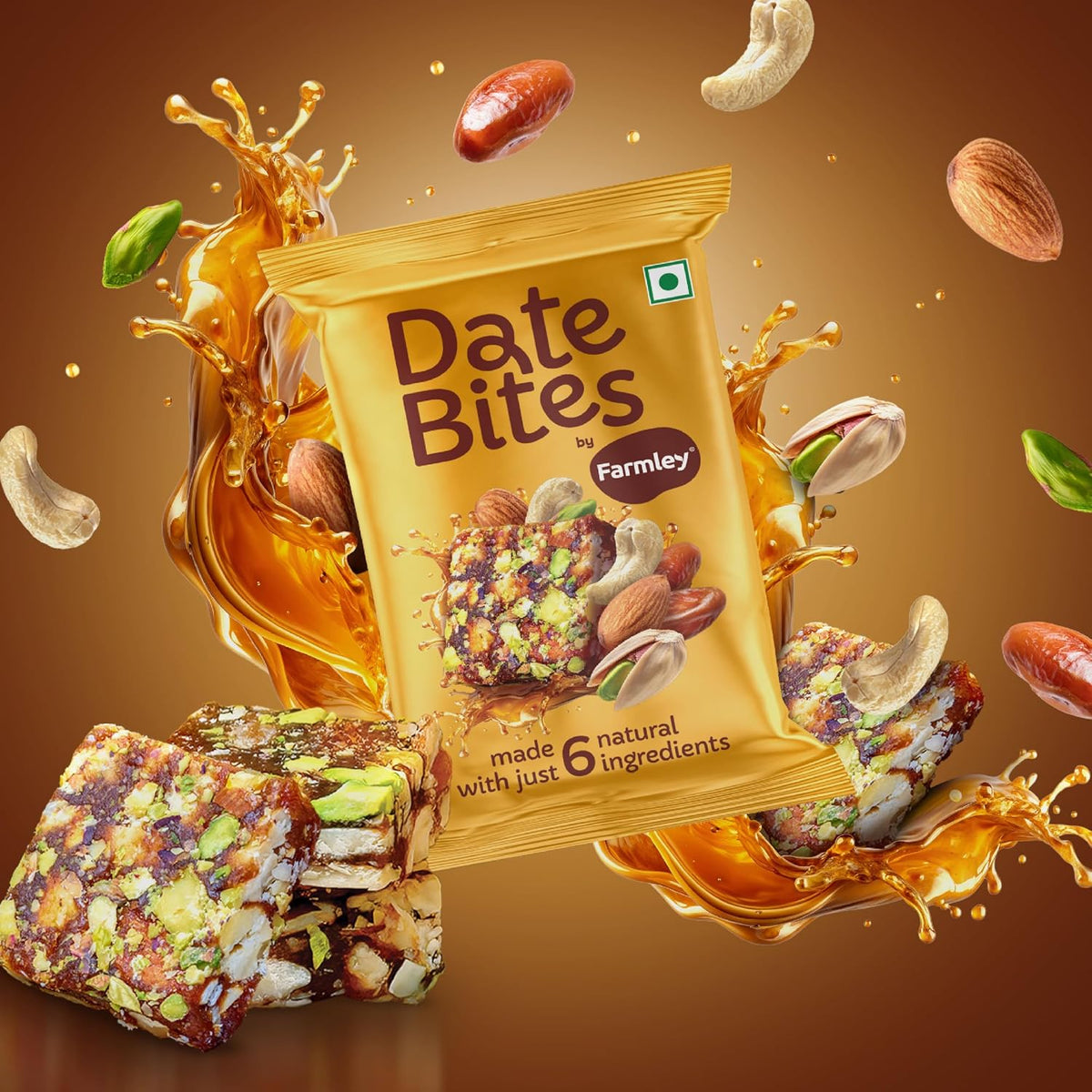 Farmley Date Bites Assorted Pack 60g (20g x3) | Classic, Dark Choco Orange & Coffee Rush | Dry Fruit Bites with Almonds, Cashews & Pista | Gluten Free, No Refined Sugar | Healthy Snack with Honey & Ghee