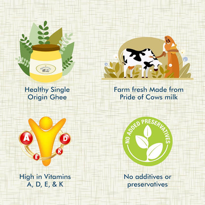 Pride Of Cows Pure Ghee I Single Origin I Untouched by Human Hands I Farm Fresh Granular Cow Ghee I 100% Pure,Natural & Healthy I Easy To Digest I Rich In Healthy Fats I No Added Preservative