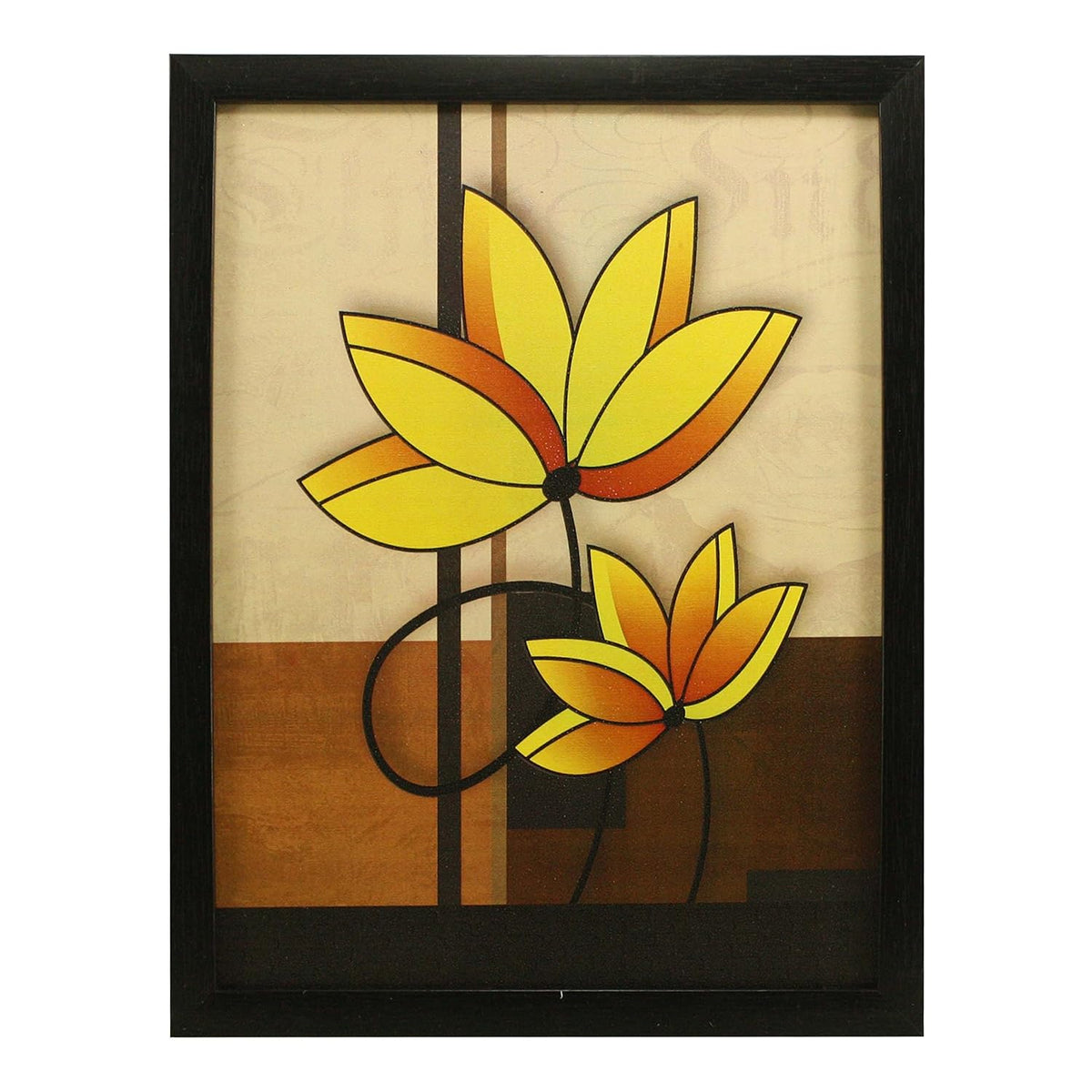 3 PC Set of Floral Paintings (1061) Without Glass 5.2 X 12.5, 9.5 X 12.5, 5.2 X 12.5 inch