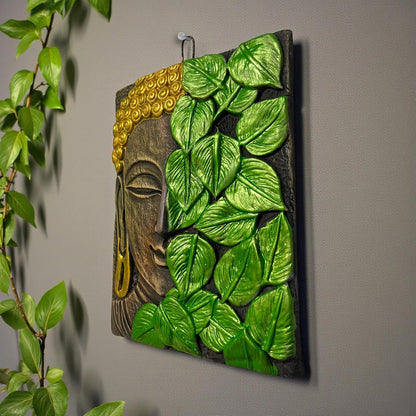 Buddha Face Terracotta Wall Decor Hanging | Buddha Spiritual Terracotta Wall Art for Home, Living Room, Office, Meditation & Vastu Decoration | Spiritual Gift Dark Brown (20x15 CM)