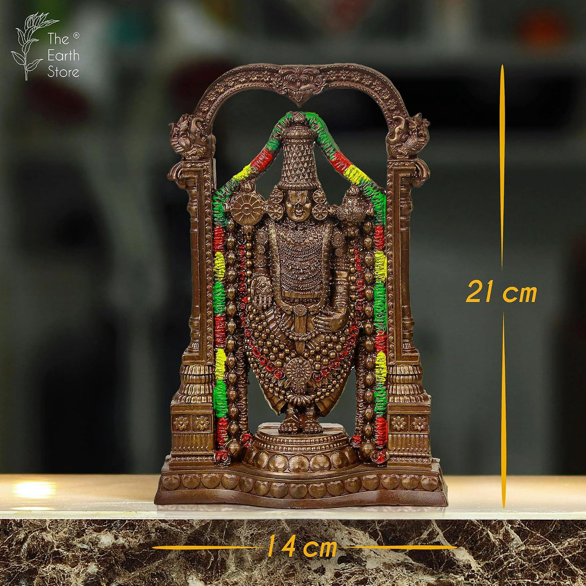 Poly Resin Lord Tirupati Balaji Venkateswara Statue | Balaji Idols | Tirupati Showpiece Sculpture for Living Room, Office, Pooja | Gift for Friends, Family, Brother | Set of 1