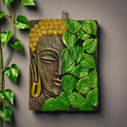 Buddha Face Terracotta Wall Decor Hanging | Buddha Spiritual Terracotta Wall Art for Home, Living Room, Office, Meditation & Vastu Decoration | Spiritual Gift Dark Brown (20x15 CM)