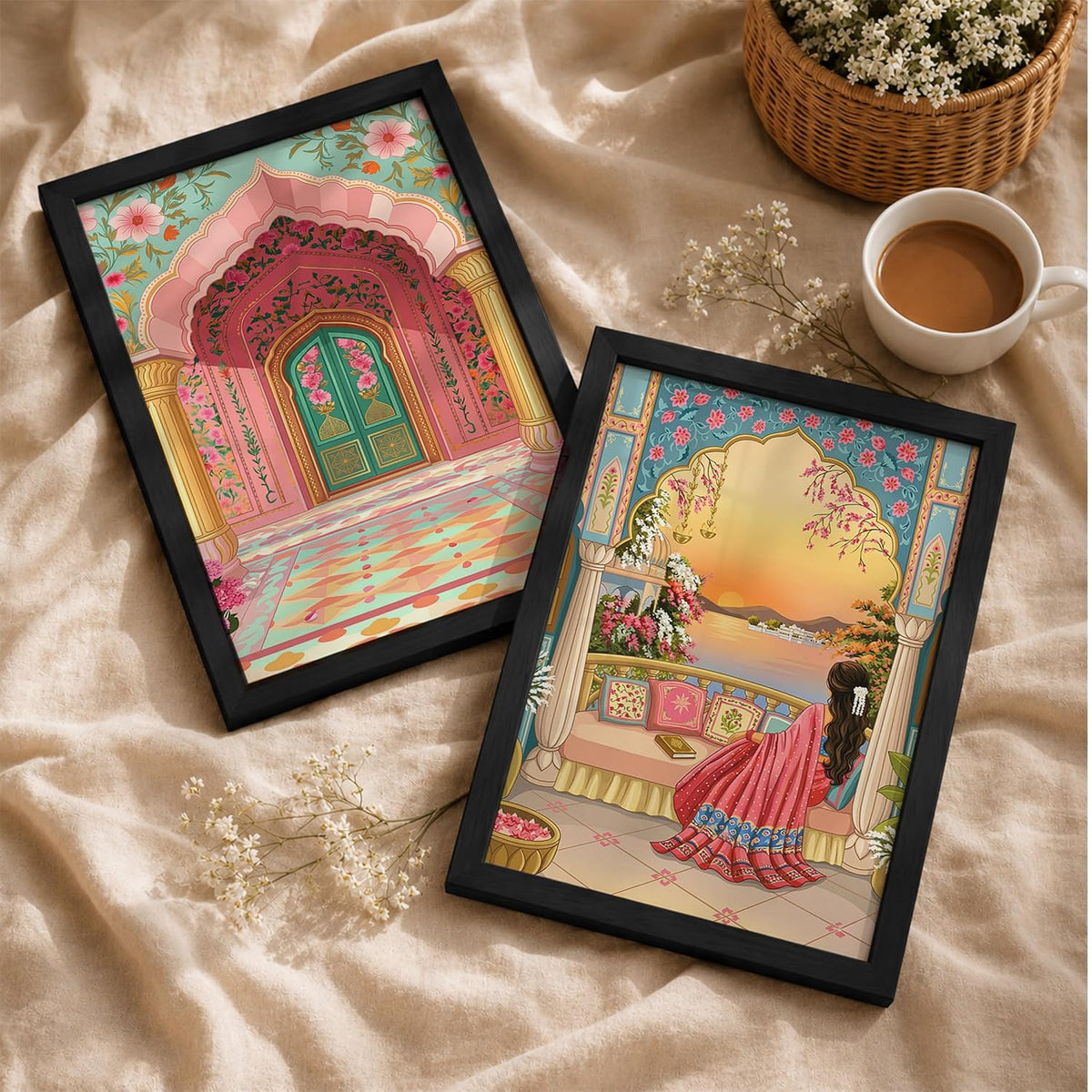 Traditional Indian Wall Art — Set of 2 (ART 12, 13x19 INCHES)